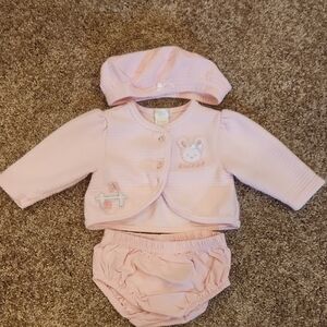 First Moments Adorable Pink Baby 3 Piece Outfit Set, Size 6-9 Months
